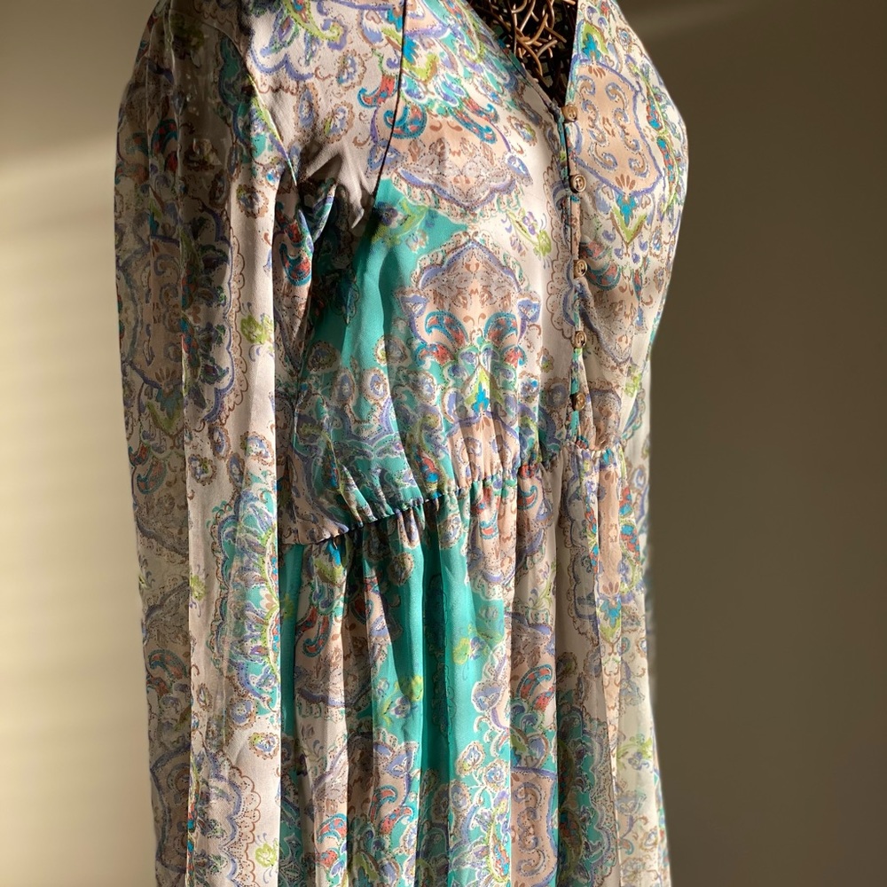 Bohemian Mixed Pattern Maxi Dress
